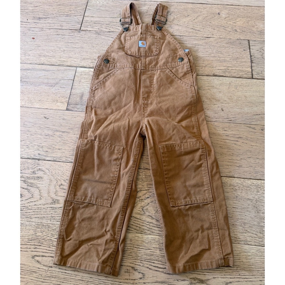 Carhartt Canvas Overalls‎ 3T Brown Excellent Double Knee Workwear (1807)
